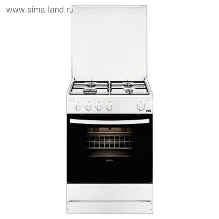 Плита Zanussi ZCG961021W, газовая, 4 конфорки, 62 л, газовая духовка, белая - Фото 1