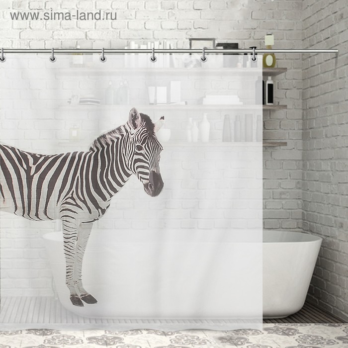 Штора для ванны Доляна «Заебра», 180×200 см, полиэстер - Фото 1