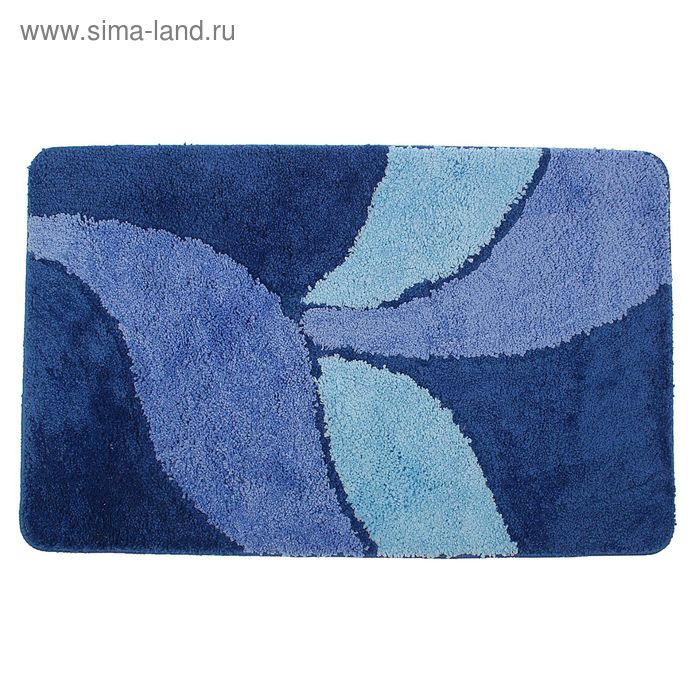 Коврик для ванной «Волны», 80×50 см, цвет синий - Фото 1