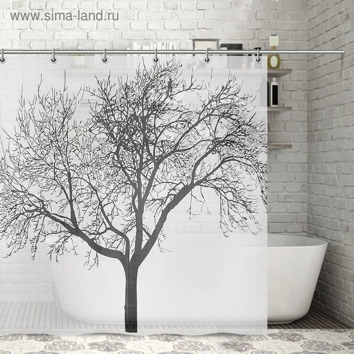 Штора для ванны Доляна «Дерево», 180×180 см, полиэстер - Фото 1