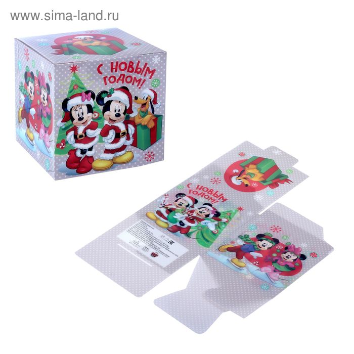 Коробка подарочная "Веселого праздника!" Микки Маус и друзья,15 х15 х15 см - Фото 1