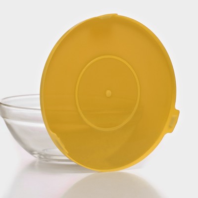 Салатники Доляна «Классика» с крышками, набор 5 шт.: 900/500/350/200/130 мл, стекло, жёлтые