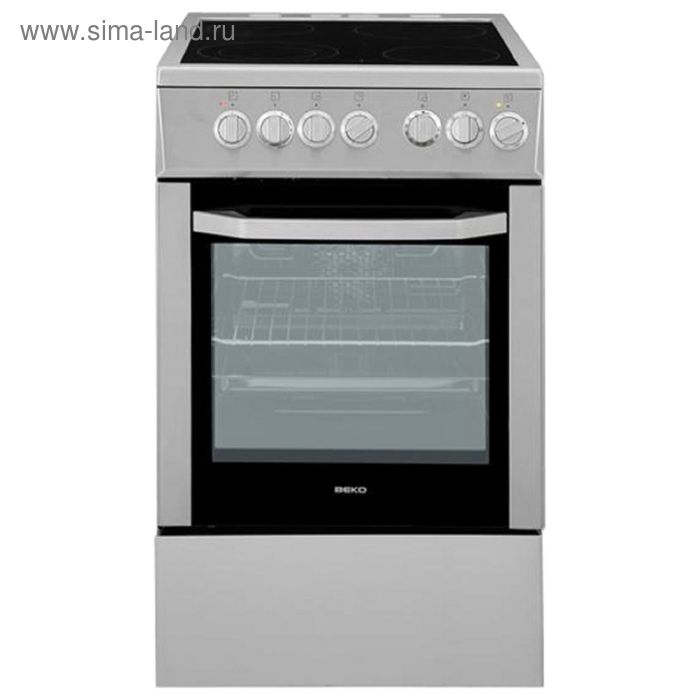 Плита Beko CSE57100GS, электрическая, 4 конфорки, 47 л, стеклокерамика, гриль, серая - Фото 1