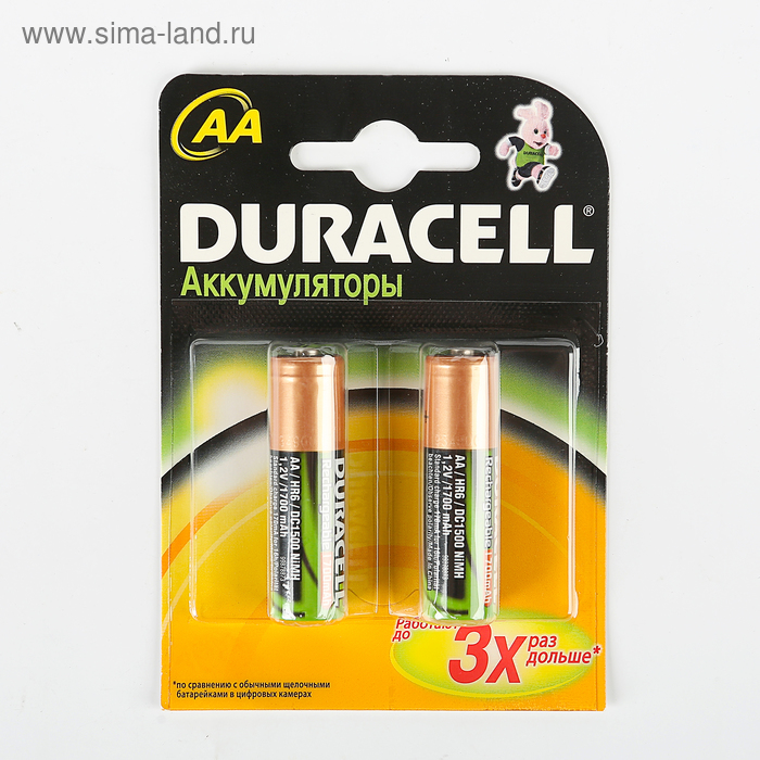 Аккумулятор Duracell, Ni-Mh, AA, HR6-2BL, 1.2В, 1700 мАч, блистер, 2 шт. - Фото 1