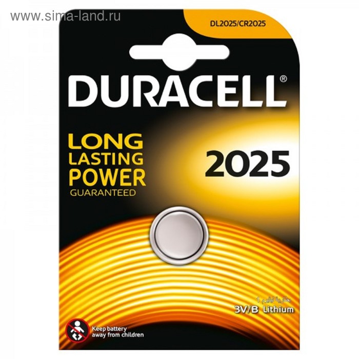 Батарейка литиевая Duracell, CR2025-1BL, 3В, блистер, 1 шт. - Фото 1