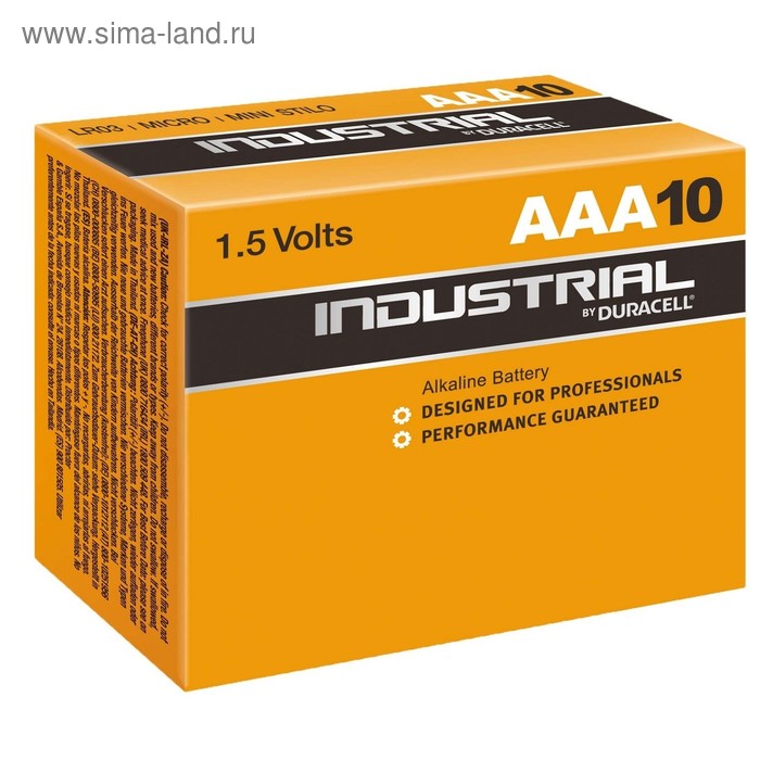 Батарейка алкалиновая Duracell Industrial, AAA, LR03-10BOX, 1.5В, бокс, 10 шт. - Фото 1