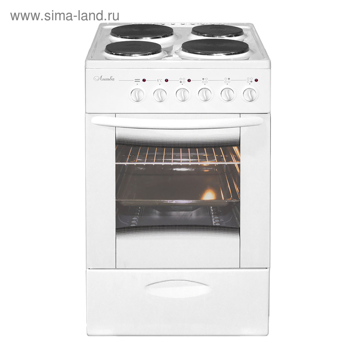 Плита "Лысьва" ЭП 411 МС, электрическая, 4 конфорки, 57 л, эмаль, с крышкой, белая - Фото 1