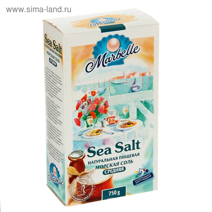 Соль морская Пудофф Marbelle средняя, помол №1, 750 г - Фото 1