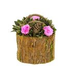 Декоративная композиция "Барк" корзиночка, 18 х 18 х 19 см, розовый - Фото 1