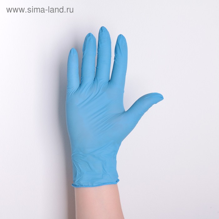 Перчатки нитриловые неопудренные A.D.M., размер XL, 100 шт/уп, 7 г, цвет голубой - Фото 1