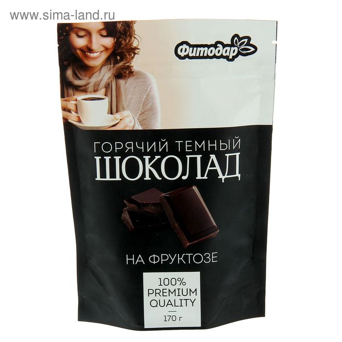 Горячий темный шоколад "Фитодар" на фруктозе, 170 г - Фото 1