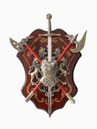 Панно на стену «Геральдика. Конь и лев с доспехами», декор настенный, щит декоративный - Фото 1