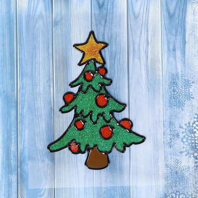 Наклейка на стекло «Шары на ёлке», 9×14.5 см