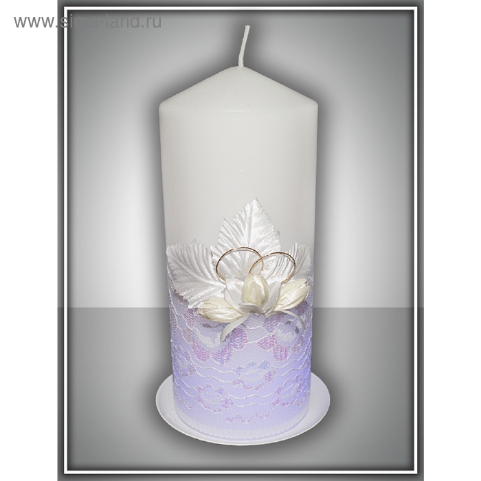 Свеча мигающая "Кружево, кольца и розы" белая - Фото 1