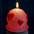 Свеча мигающая "Перламутровый шар с сердечками" - Фото 3