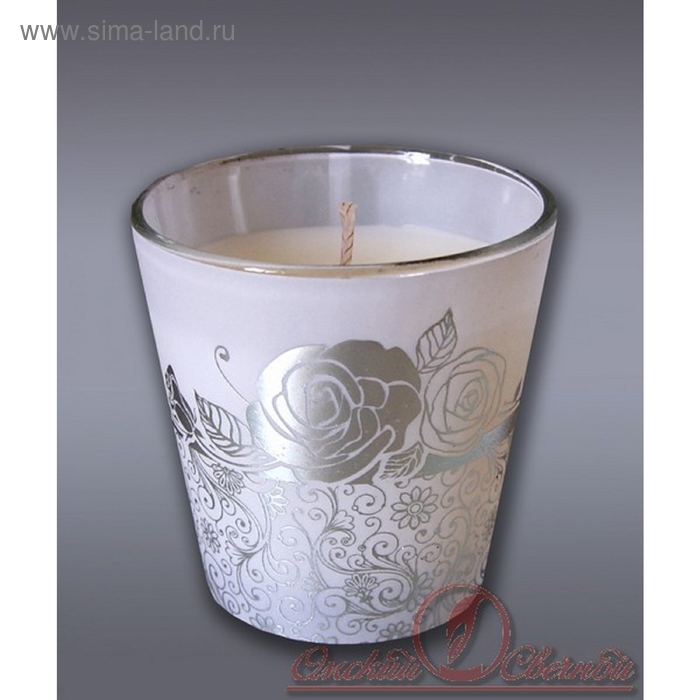 Свеча мигающая в стекле "Розы" средняя, ароматизированная, жасмин - Фото 1