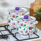 Набор эмалированных кастрюль «Анютины глазки», 2 шт.: 4 л, 5.5 л, белый - Фото 4