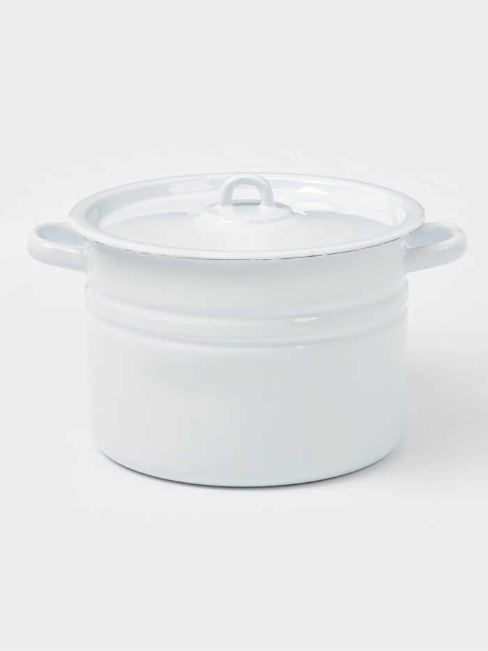 Кастрюля эмалированная, 8 л, d=25.5 см, с крышкой, без деколи, белая - Фото 1