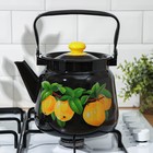 Чайник эмалированный, 3,5 л, цвет чёрный, рисунок МИКС - Фото 5