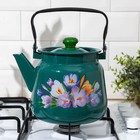 Чайник эмалированный, 3,5 л, с декором МИКС, цвет бирюзовый - Фото 5