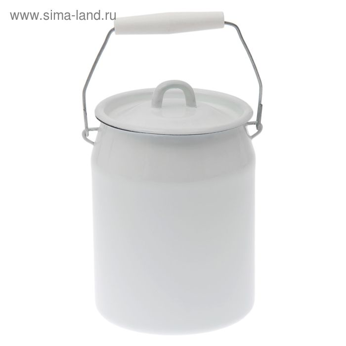 Бидон эмалированный с петлёй, 3 л, белый - Фото 1