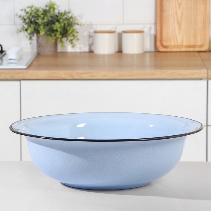 Таз эмалированный, 12 л, 46×13 см, голубой - Фото 1