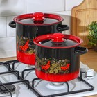 Набор эмалированных кастрюль «Рябинка», 2 шт.: 3.5 л, 5.5 л, чёрный, красный - Фото 4