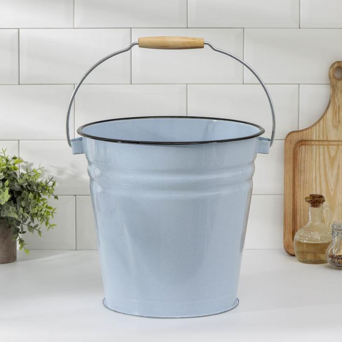 Ведро эмалированное, 12 л, голубое - Фото 1
