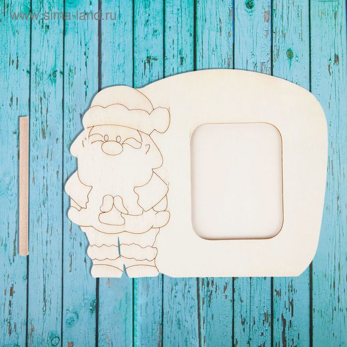 Роспись по дереву фоторамка с подвесом «Дед мороз» - Фото 1