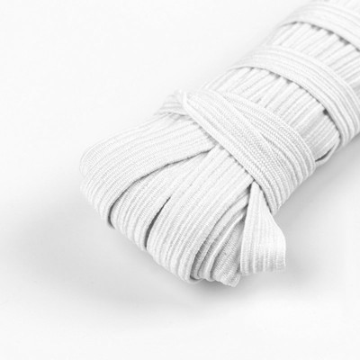 Резинка эластичная, 10 мм, 10 ± 1 м, цвет белый
