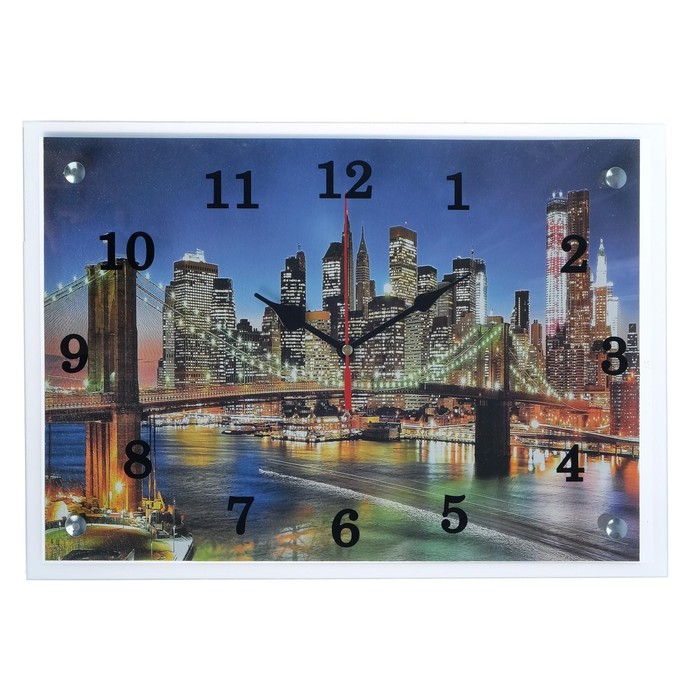 Часы-картина настенные, серия: Город, "Ночной город и архитектура", 25х35 см - Фото 1