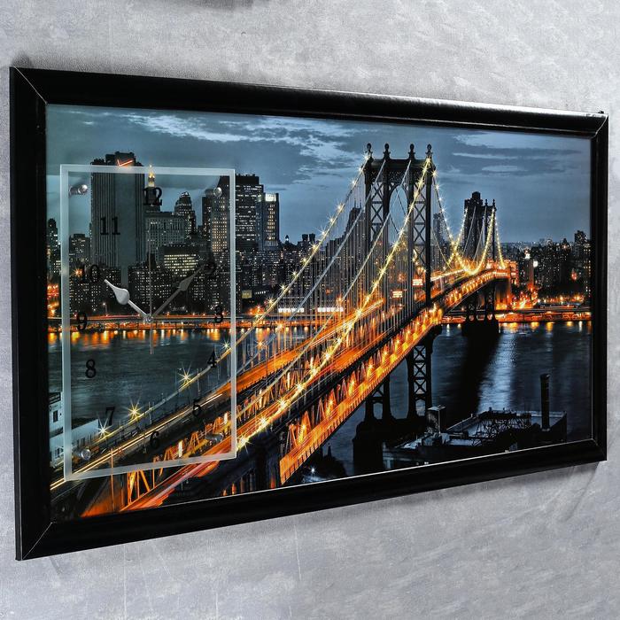 Часы-картина настенные, серия: Город, "Манхэттенский мост", 50 х 100 см - фото 1905370984