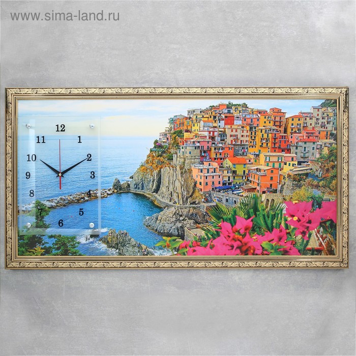 Часы-картина настенные, серия: Природа, "Италия", 50 х 100 см, микс - Фото 1