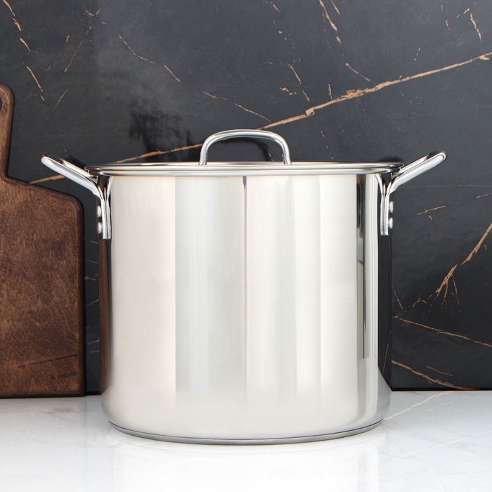 Кастрюля Катунь «Общепит», 15 л, d=30 см, h=25 см, капсульное дно, индукция, нержавеющая сталь 1543456