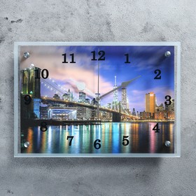 Часы настенные, серия: Город, "Ночной город и архитектура", 25х35 см