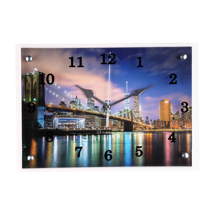 Часы-картина настенные, интерьерные «Ночной город и архитектура», бесшумные, 25×35 см - Фото 1