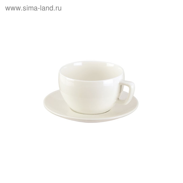 Чашка для завтрака Tescoma Crema, с блюдцем, цвет белый - Фото 1