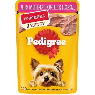 Влажный корм Pedigree для собак мелких пород, паштет говядина, пауч, 80 г