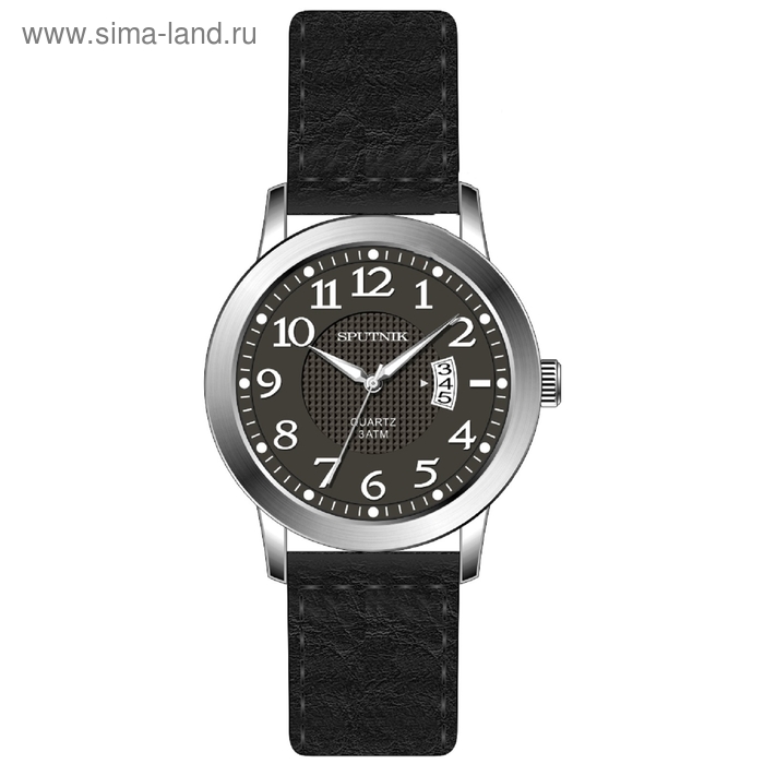 Часы наручные мужские "Спутник", серый циферблат, серый ремешок - Фото 1