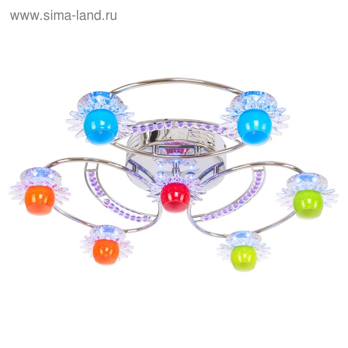 Люстра "Радуга", 7х40Вт G4, цвет хром, с ПДУ 62х62х16см - Фото 1