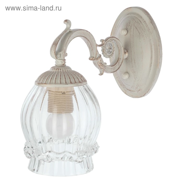 Бра классика стекло «Прозрачность», 1 лампа 60W E27, основание белое 24х12х26 см - Фото 1