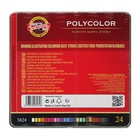 Карандаши художественные PolyColor 3824, 24 цвета, мягкие, в металлическом пенале - Фото 4