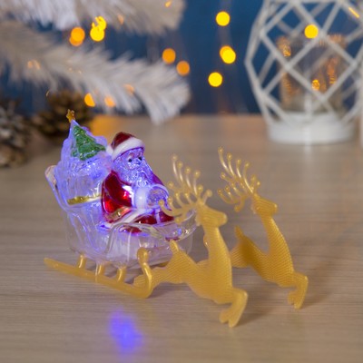Игрушка световая "Дед мороз и сани" (батарейки в комплекте) 1 LED, RGB