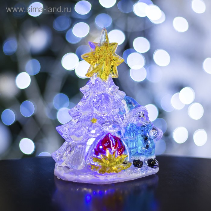 Игрушка световая "Снеговик с елочкой" (батарейки в комплекте) 1 LED, RGB - Фото 1