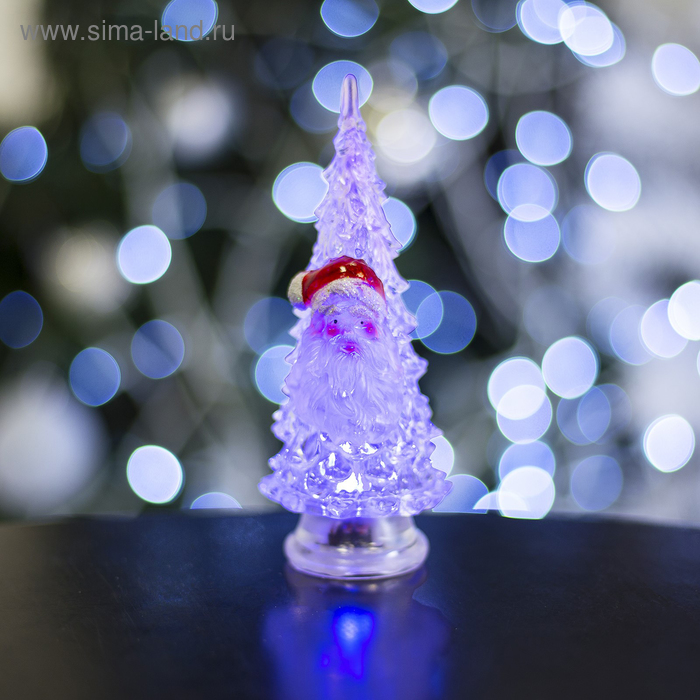Игрушка световая "Ёлочка Дед мороз" (батарейки в комплекте) 14 см, 1 LED, RGB, ПРОЗРАЧНАЯ - Фото 1