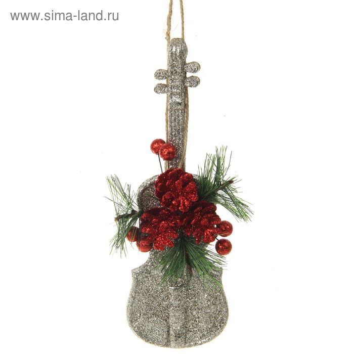 Украшение новогоднее "Скрипка с шишками" 7,5х22,5 см - Фото 1