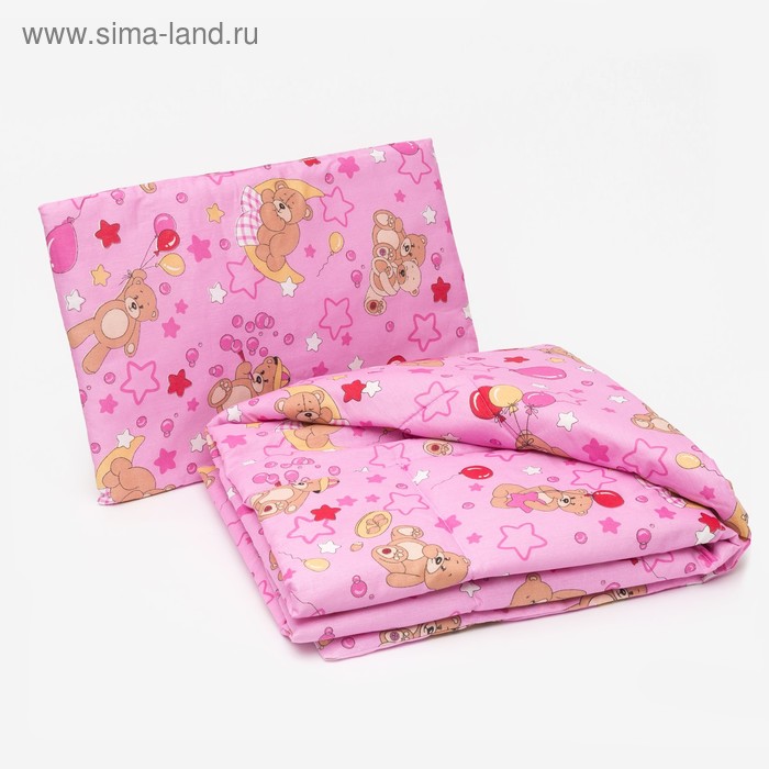 Комплект в кроватку для девочки одеяло(110*140см) с подушкой(40*60см) бязь,синтепон, МИКС - Фото 1