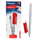 Ручка шариковая масляная Pensan Triball, узел-игла 1.0 мм, трёхгранная, чернила красные - Фото 2