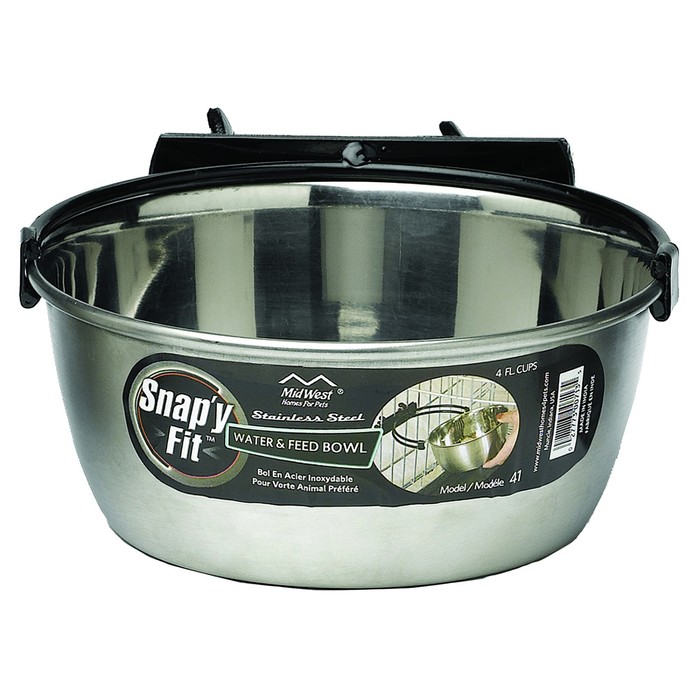 Миска Midwest на клетку, 1 л, нержавеющая сталь - Фото 1