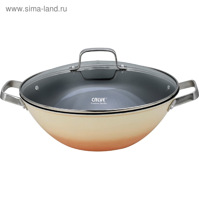 Сковорода-вок d=32 см, CALVE, с крышкой, чугун - Фото 1